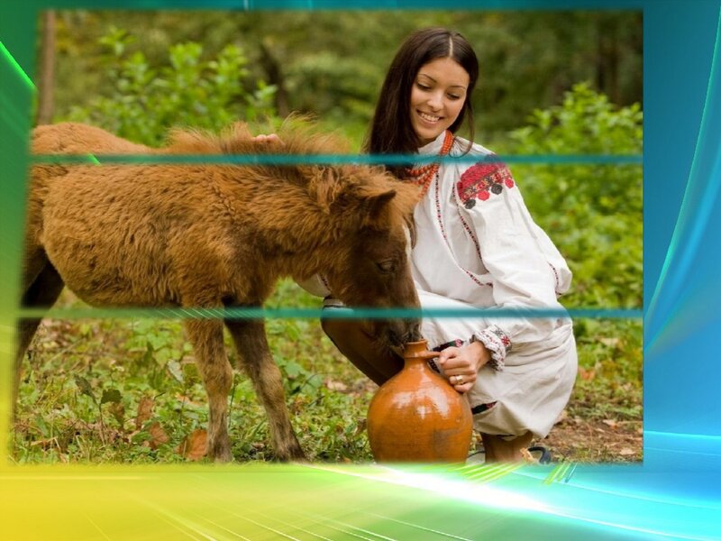 Woman Feeding Pony — Green