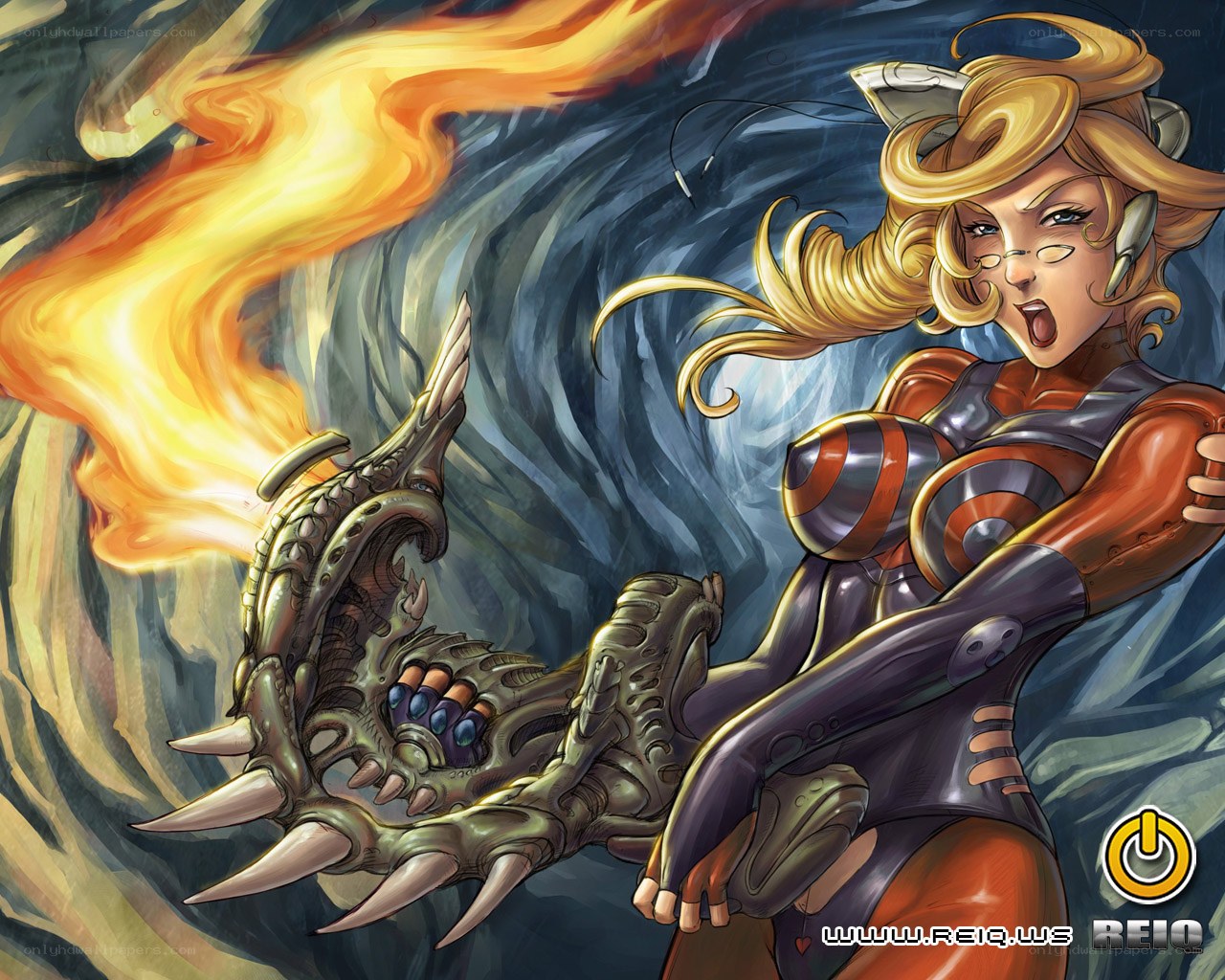 woman fighting a dragon