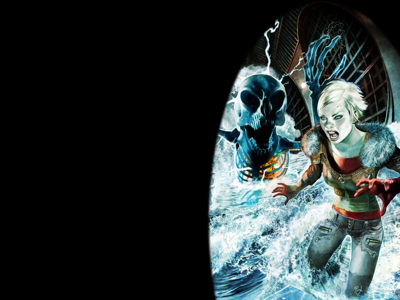 Woman Fighting Skeleton