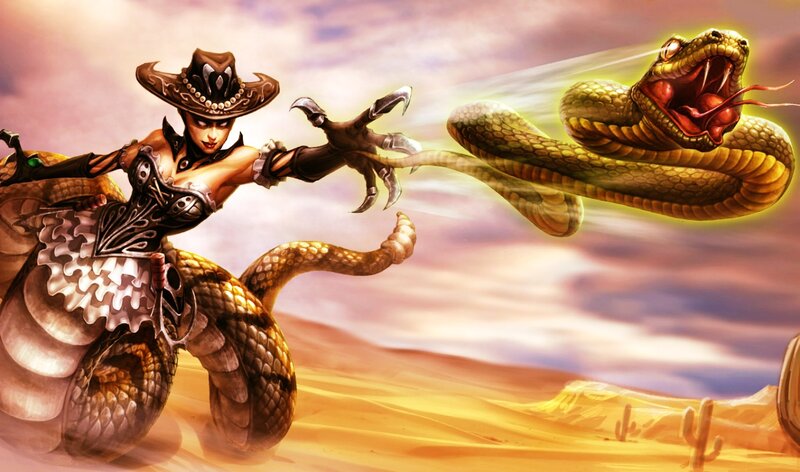 Woman Fighting Snake
