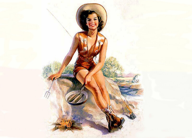 Woman Fishing by River