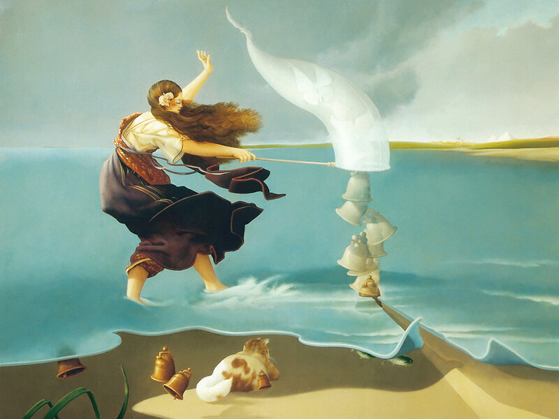 woman fishing with nets