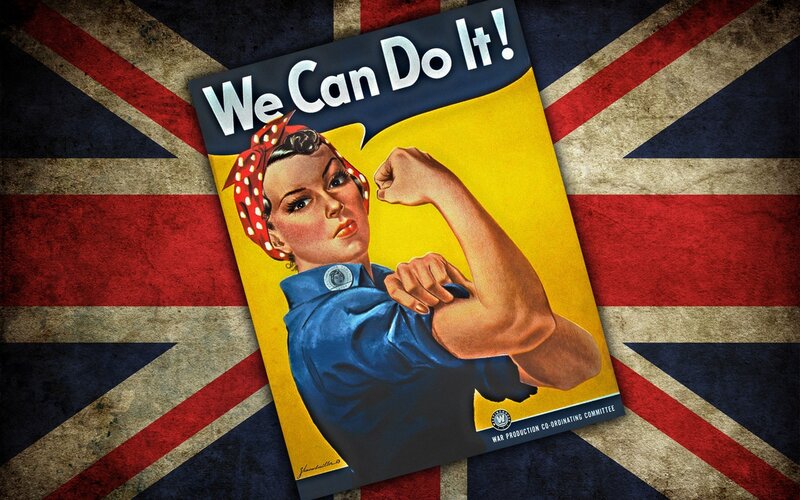 Woman Flexing Arm — Yellow, Determined, Illustration, Flag