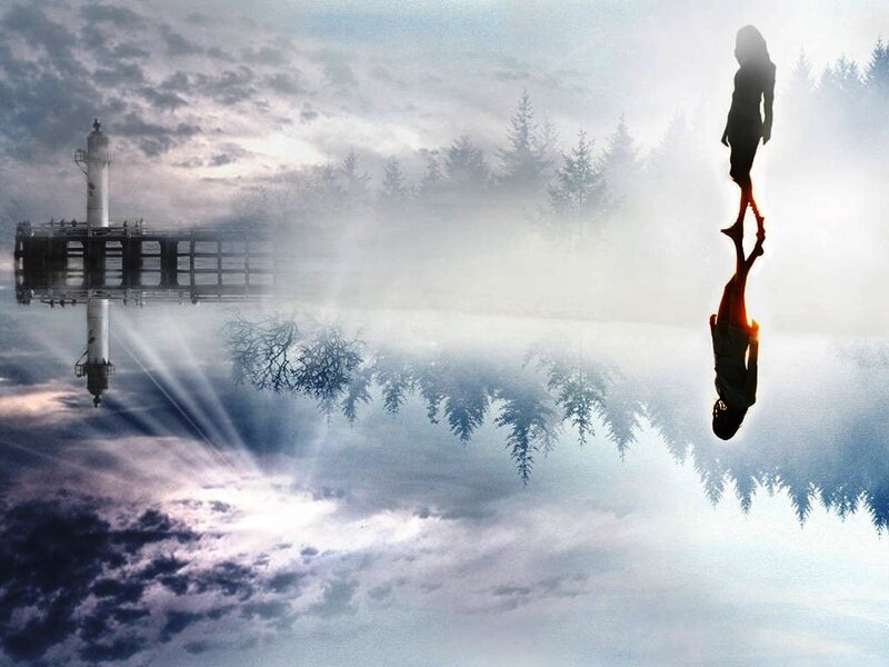 woman floating above water
