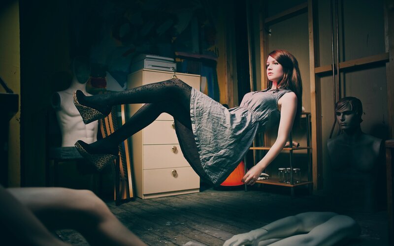 woman floating in a studio