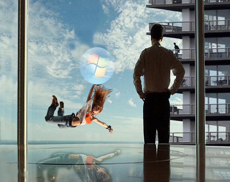 Woman Floating in Air — Blue, Dramatic