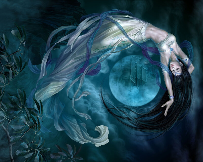 Woman Floating in Air — Blue
