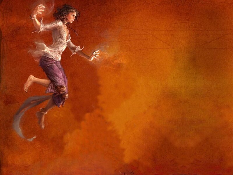 Woman Floating in Air — Orange