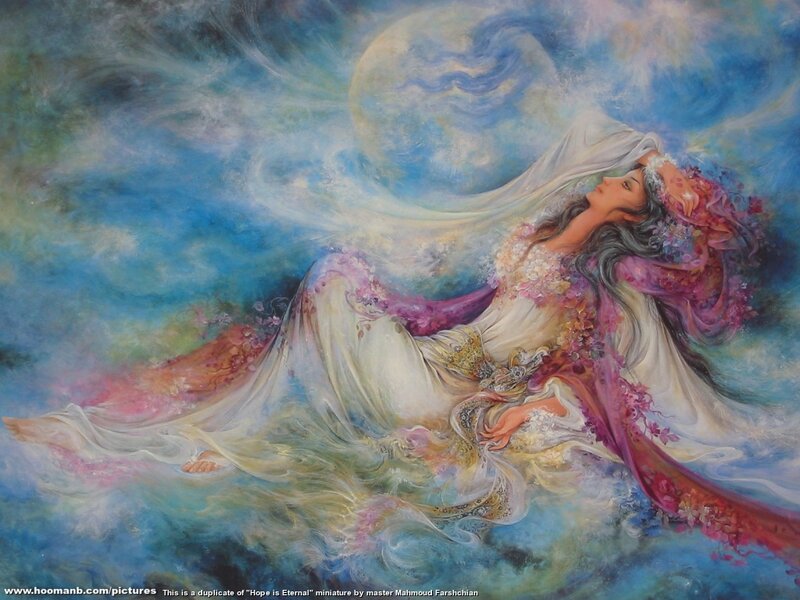 Woman Floating in Clouds — Blue, Serene