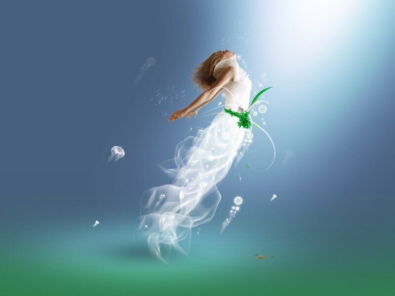 woman floating in ethereal light