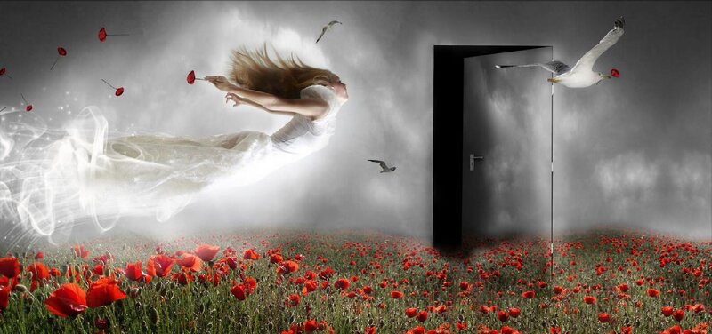 Woman Floating in Field
