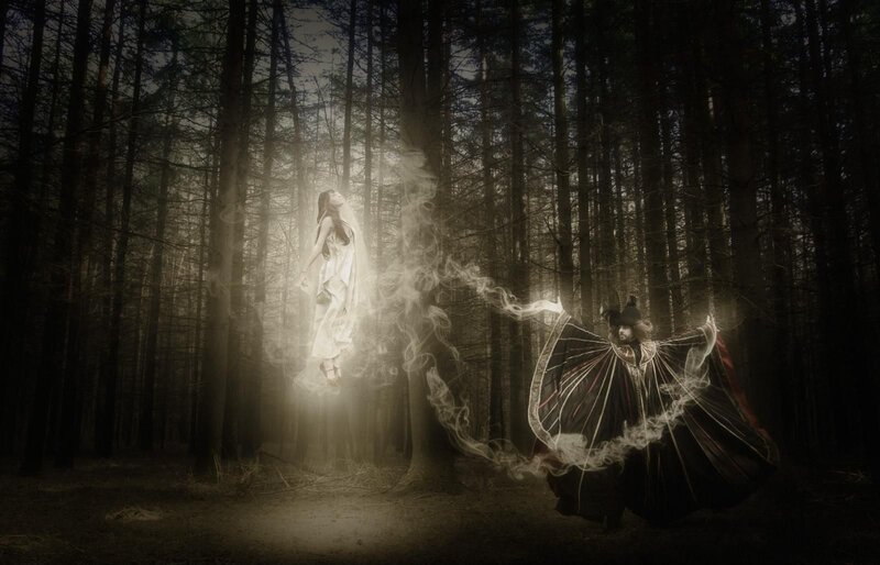 Woman Floating in Forest