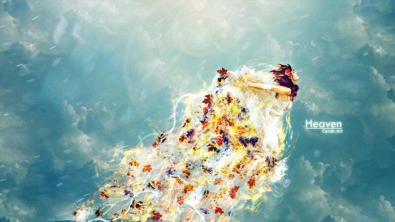 woman floating in heaven