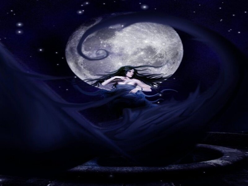 Woman Floating in Moonlight
