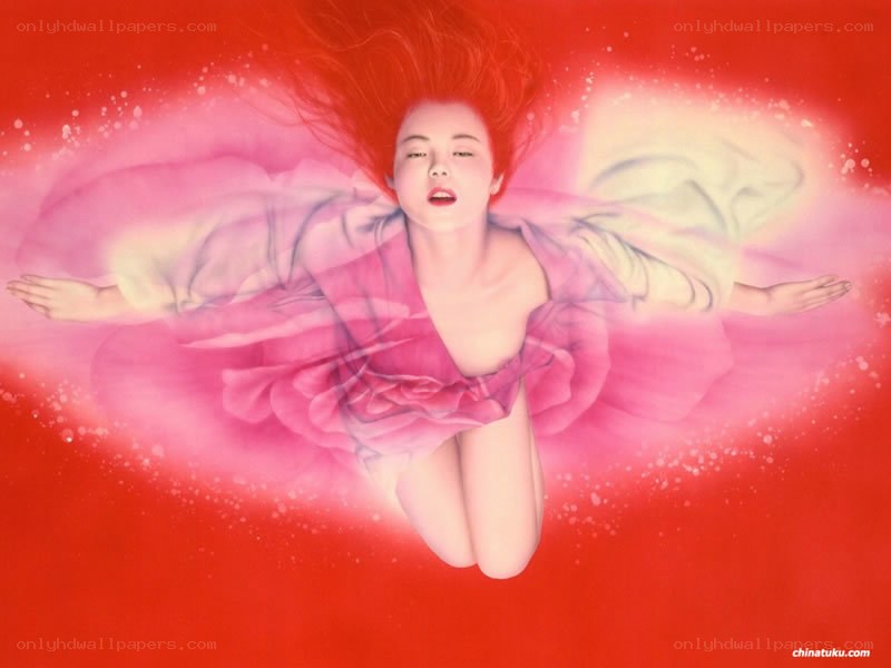 woman floating in red light