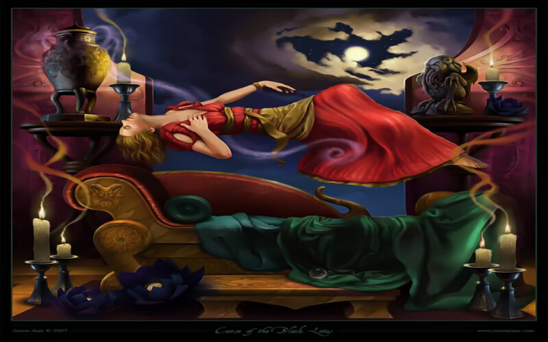 Woman Floating in Room — Red