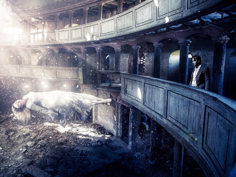 Woman Floating in Ruin