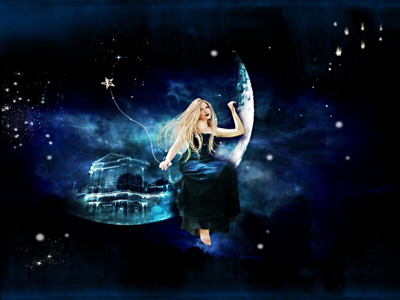 Woman Floating in Space — Blue