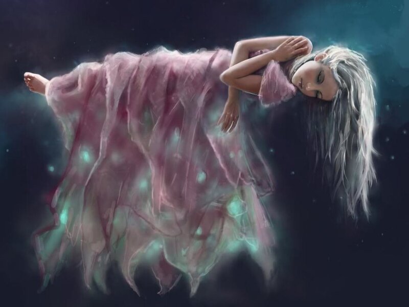 Woman Floating in Space — Purple