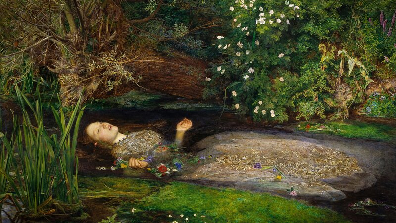 Woman Floating in Stream — Green