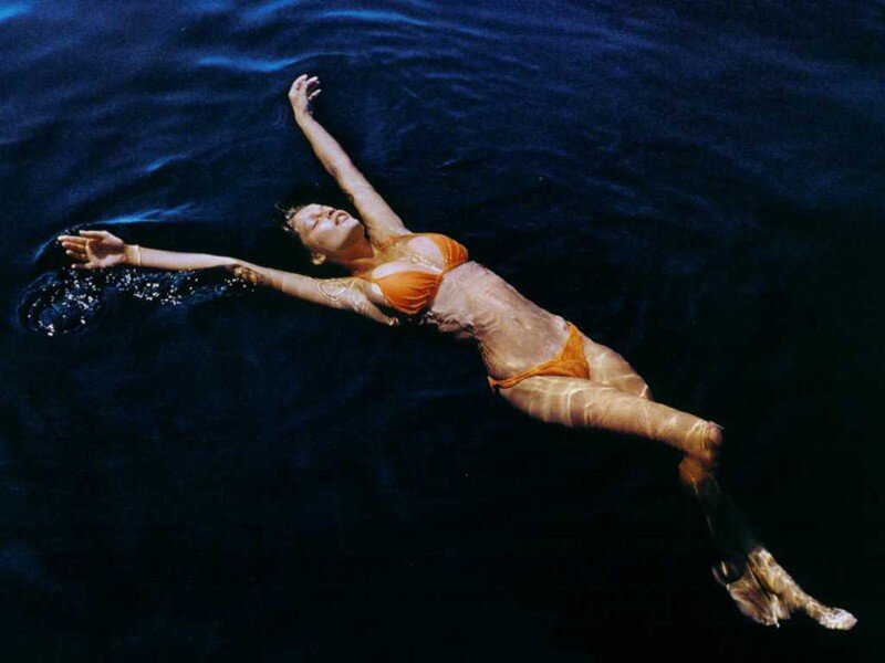 woman floating in water
