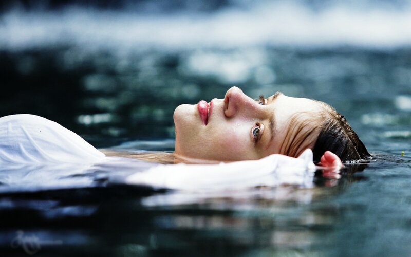 woman floating in water