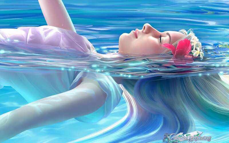 woman floating in water