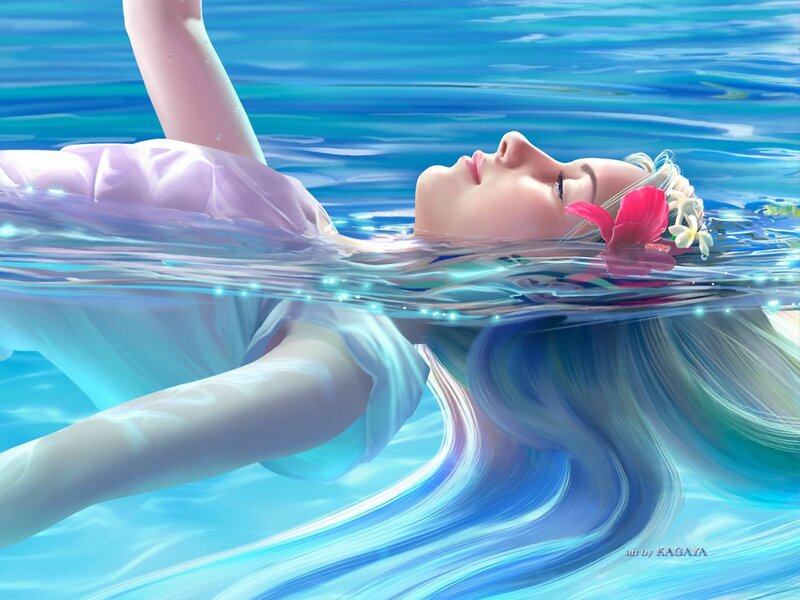 woman floating in water