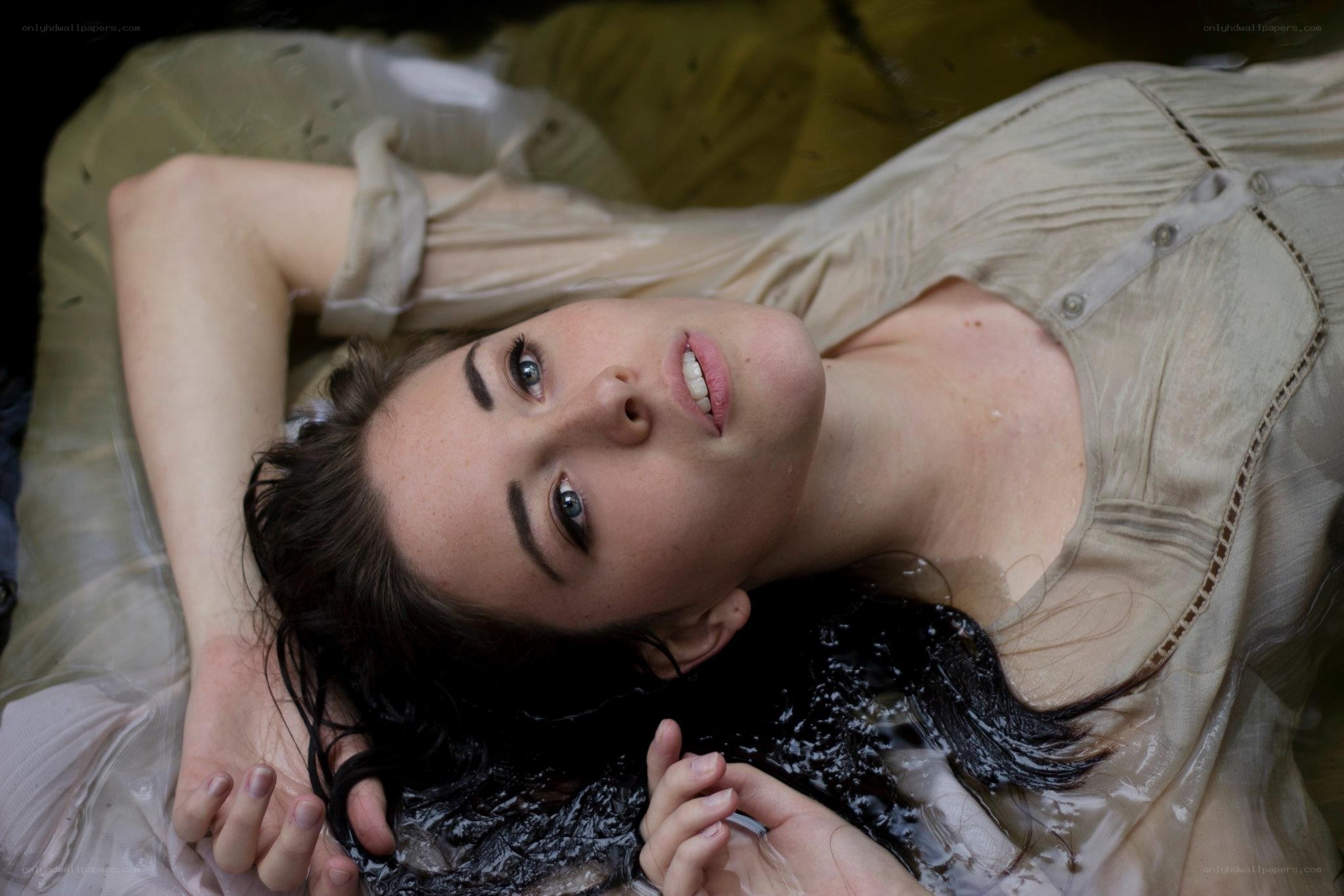 woman floating in water