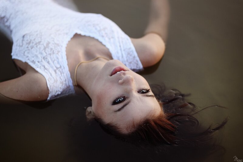 woman floating in water