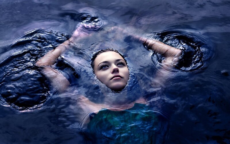 woman floating in water
