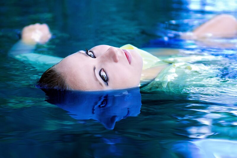 woman floating in water