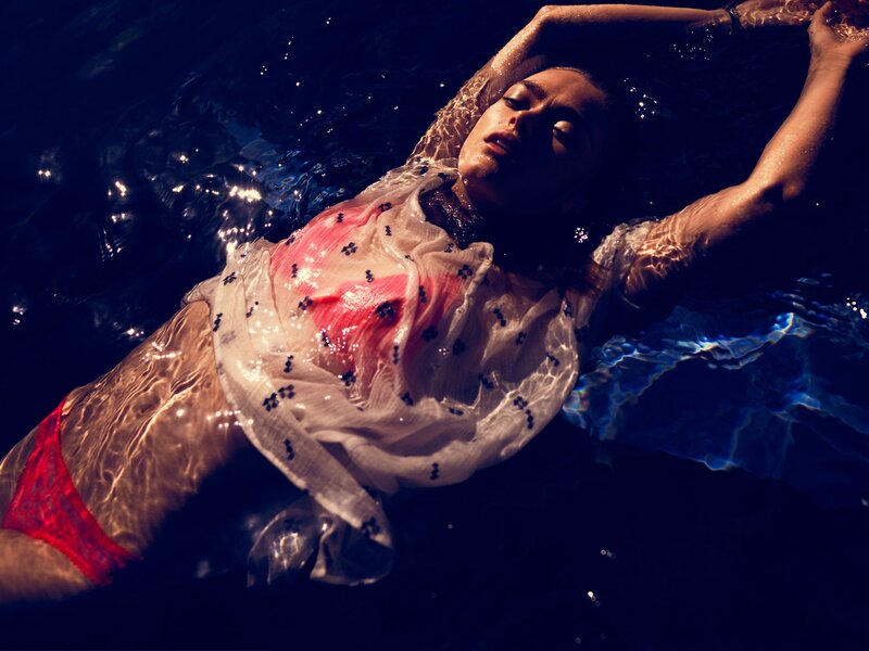 woman floating in water