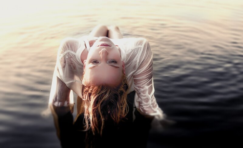 woman floating in water