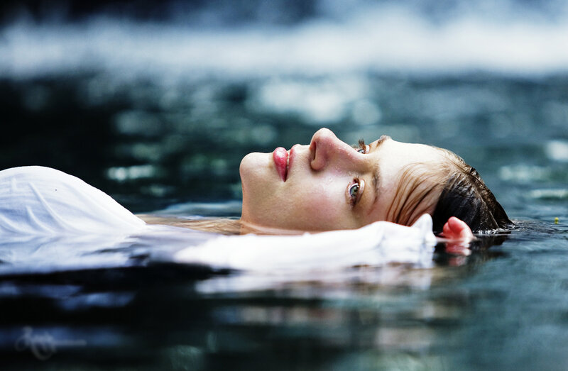 woman floating in water