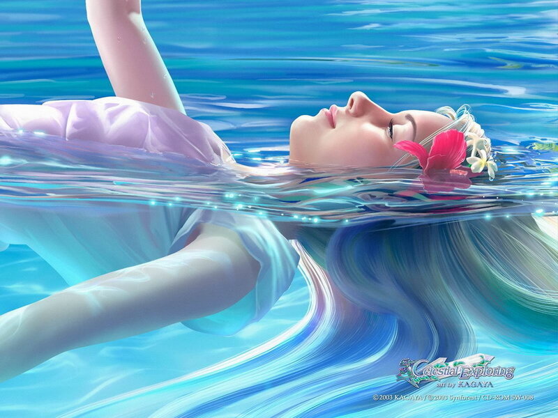 woman floating in water