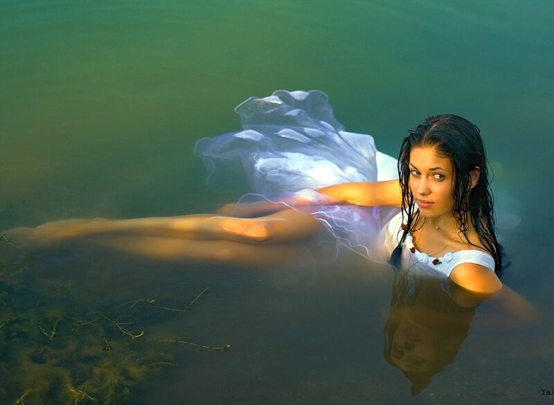 woman floating in water