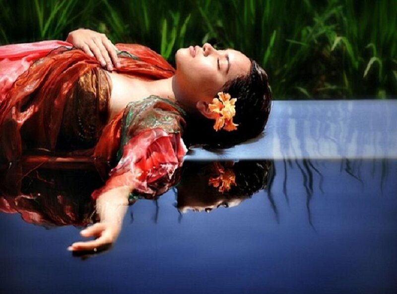 woman floating in water