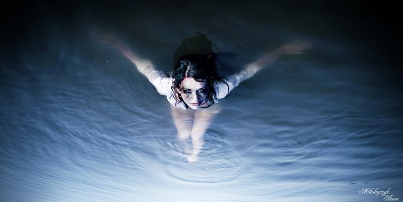woman floating in water