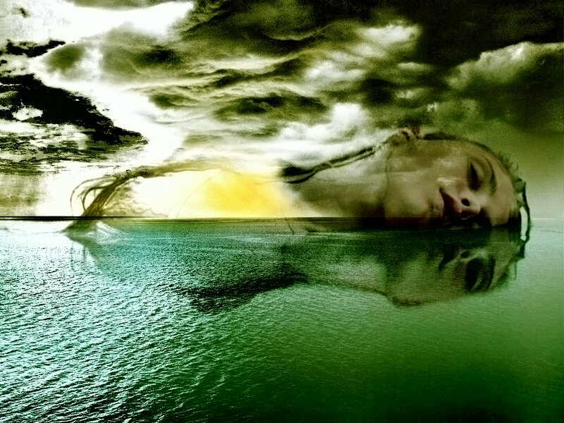 Woman Floating in Water — Green