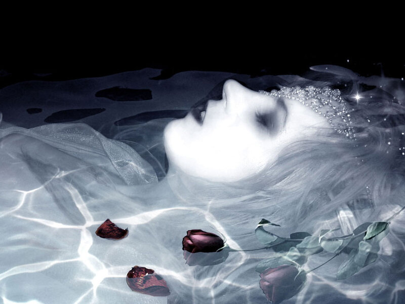 Woman Floating in Water — White, Dreamy