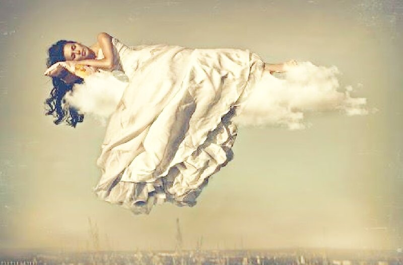 Woman Floating on Cloud