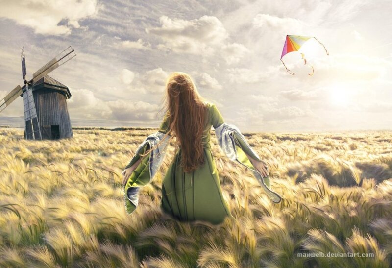 Woman Flying Kite