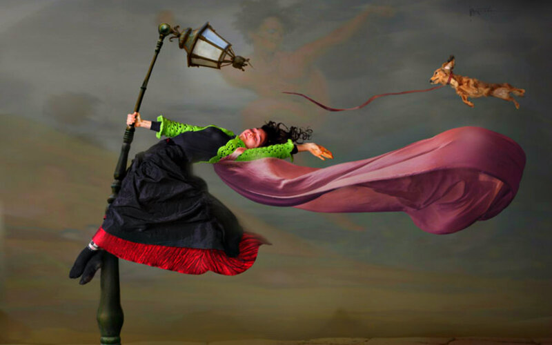 Woman Flying with Dog