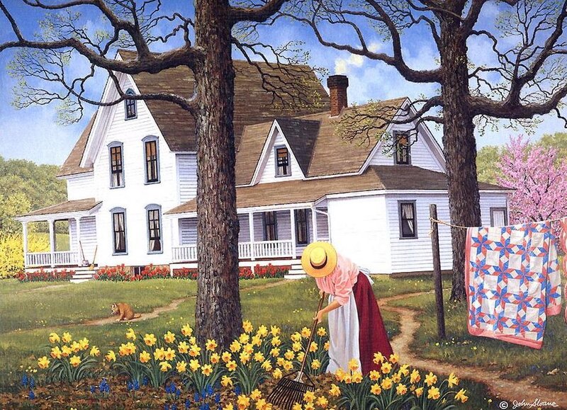 Woman Gardening in Yard