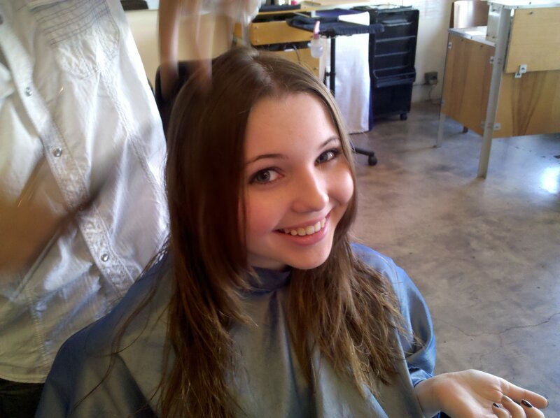 woman getting haircut