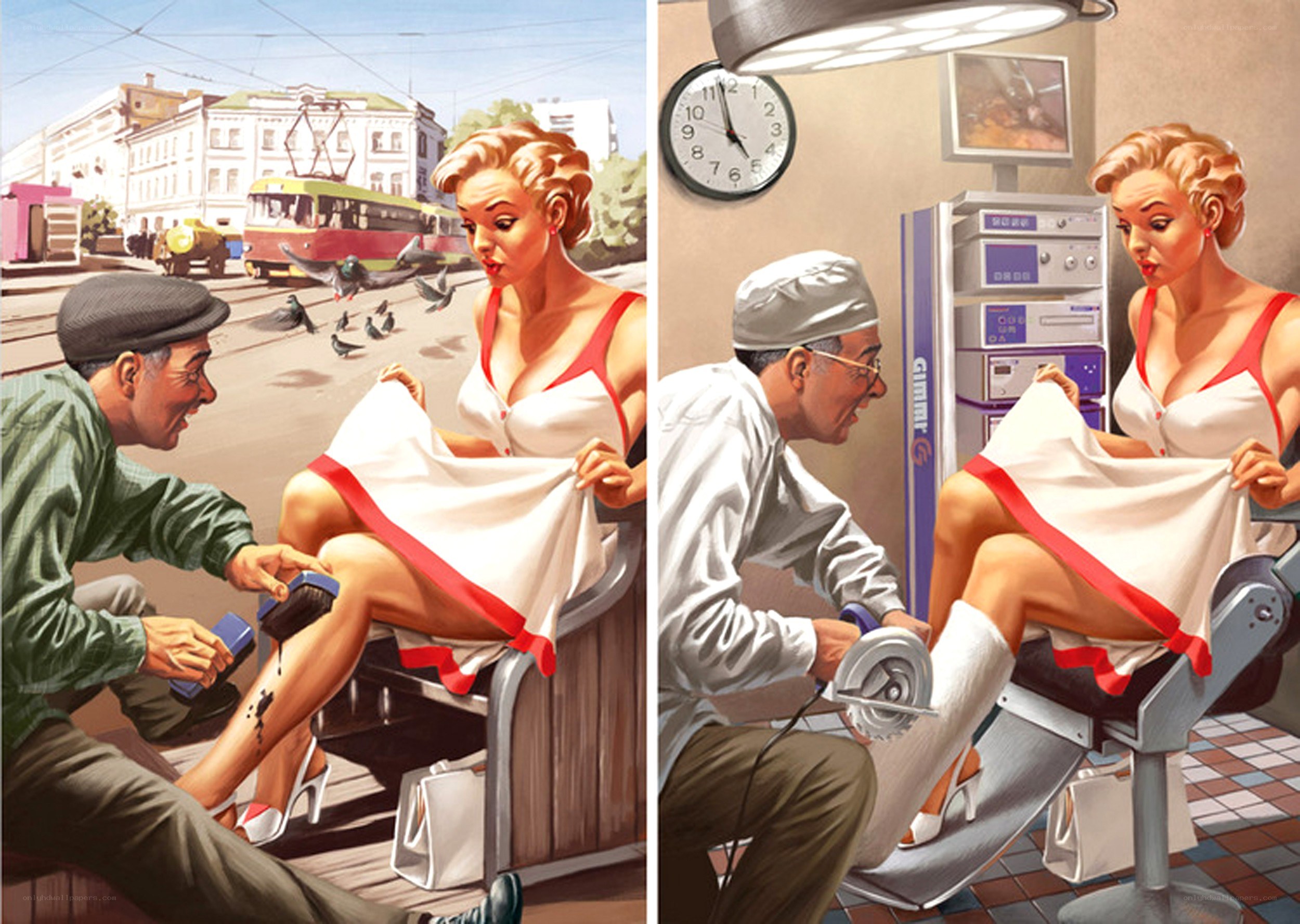 woman getting leg waxed