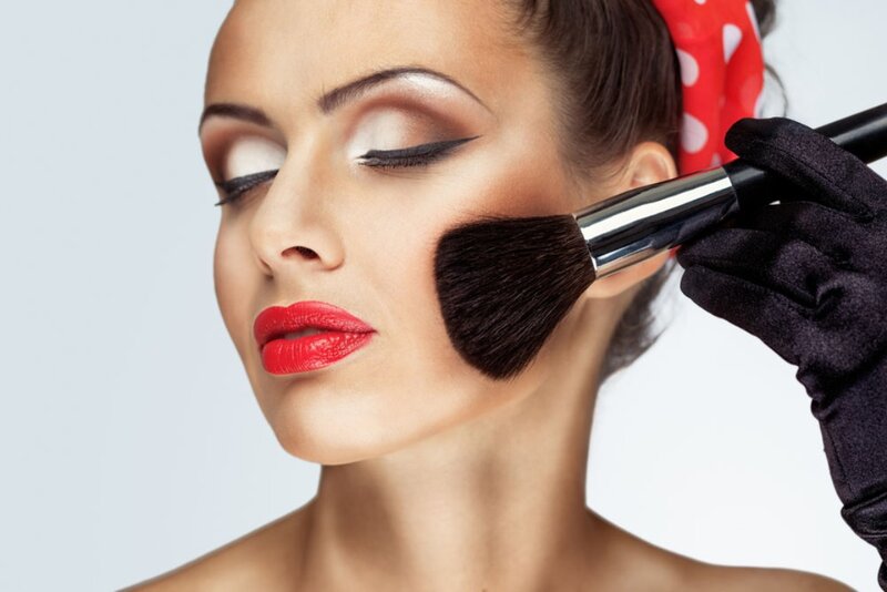 Woman Getting Makeup — White