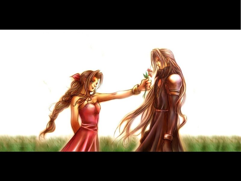 woman giving flower to man