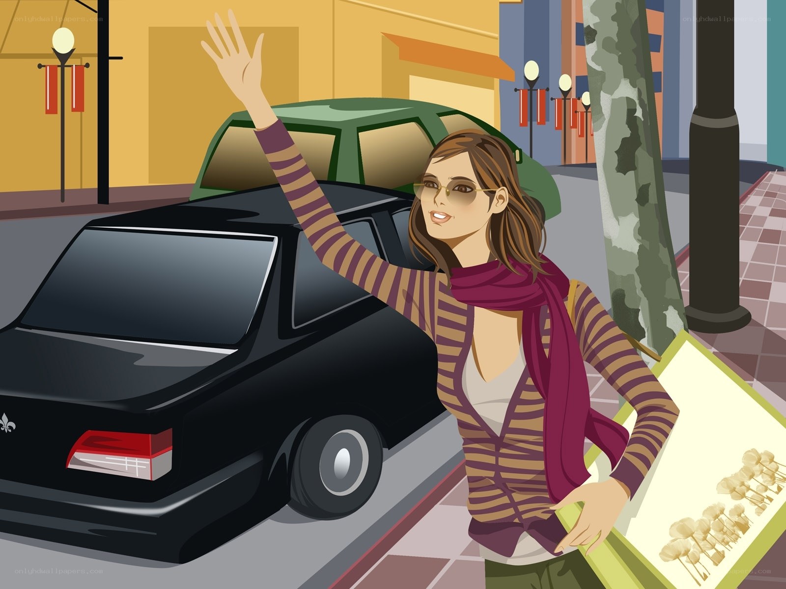 woman hailing a taxi